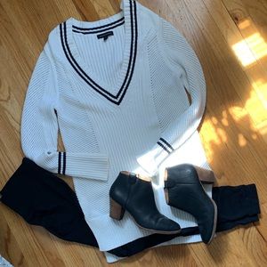 Banana Republic deep V-neck sweater.